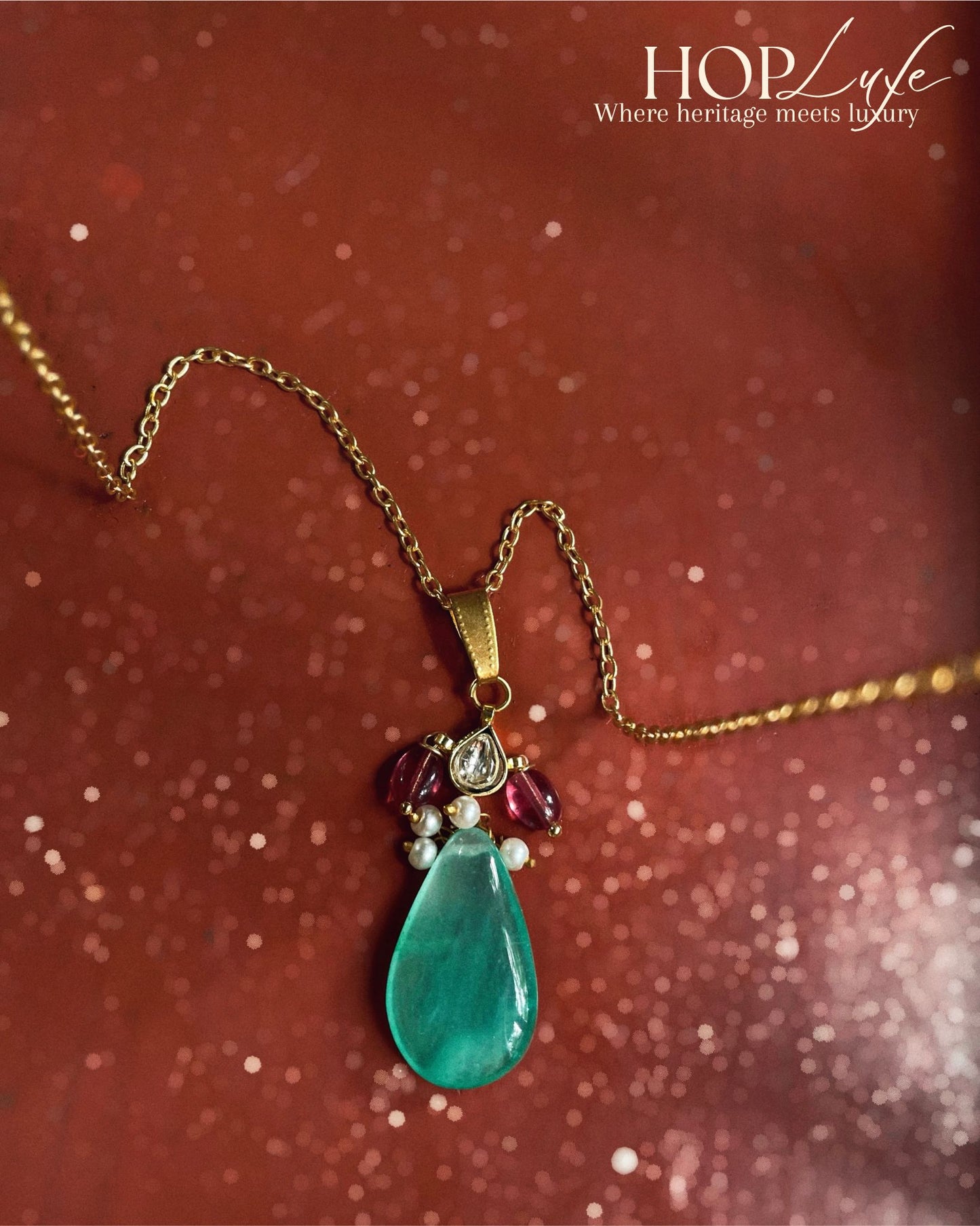 Seafoam Drops | Pendant & Chain | Natural & Semi Precious Stone Series | HOP Luxe