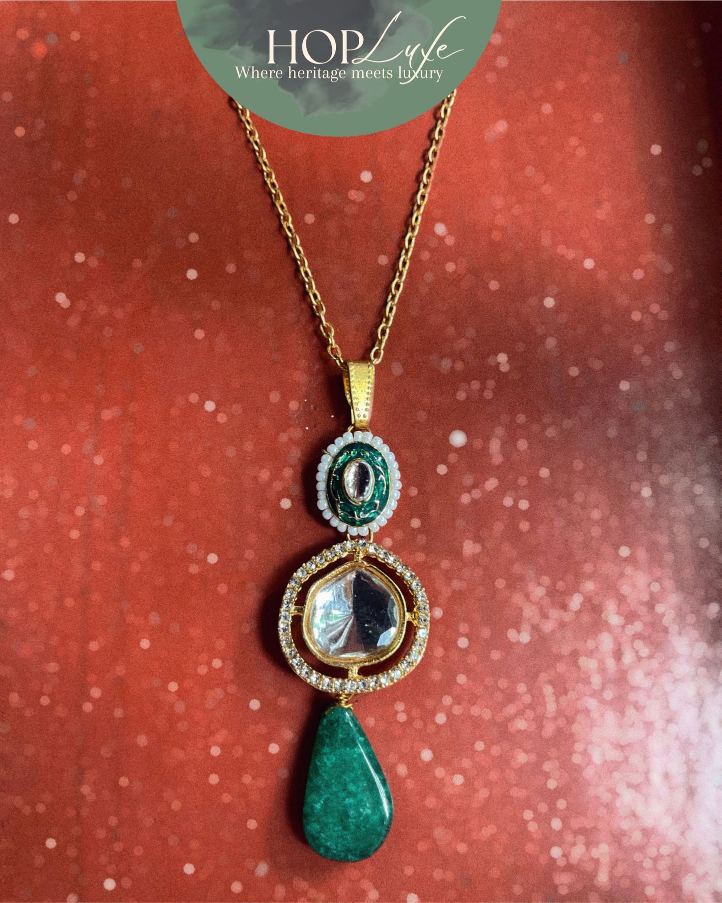 Jade of Indra | Pendant & Chain | Natural & Semi Precious Stone Series | HOP Luxe