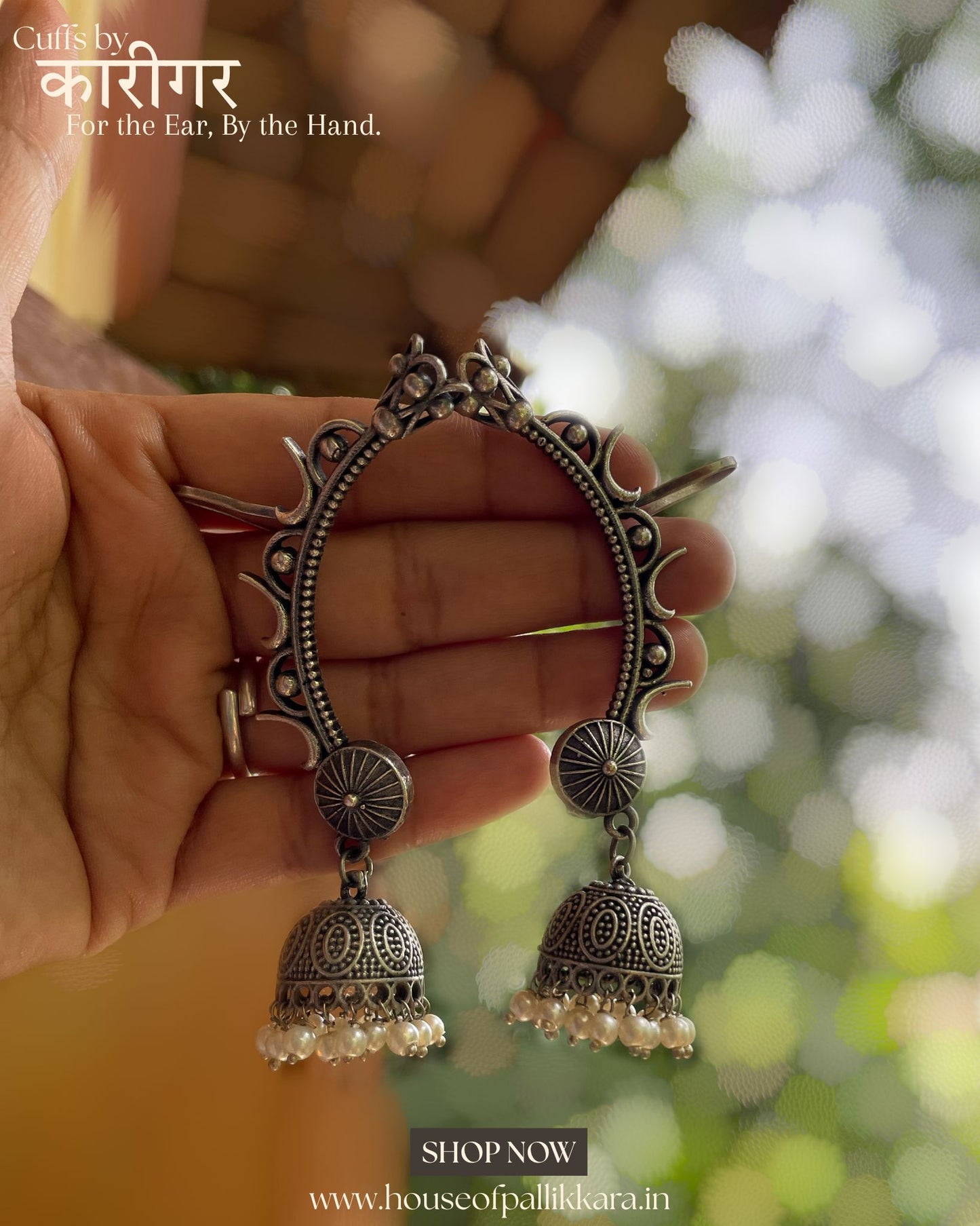 Keyura | Contemporay Ear cuffs by the कारीगर | Silver Plated