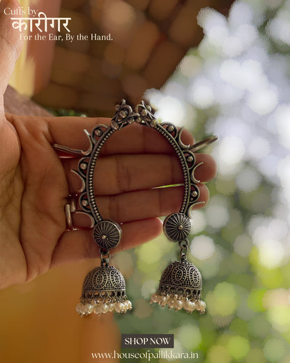 Keyura | Contemporay Ear cuffs by the कारीगर | Silver Plated