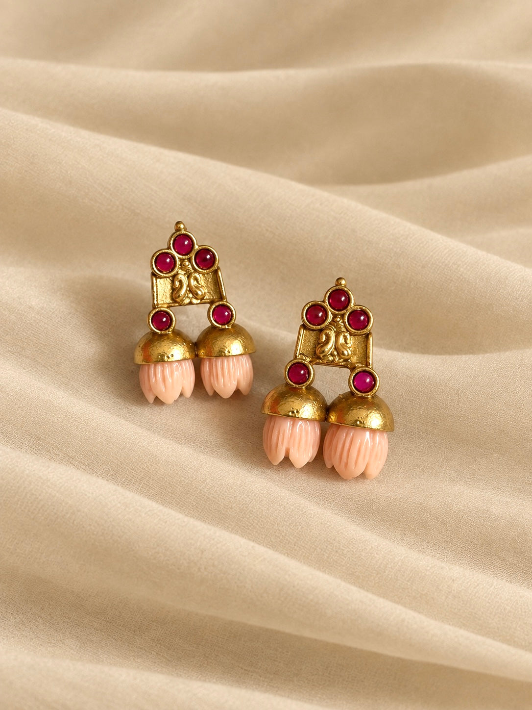 Pavazham Mottu | Vintage Brass Hand Carved Resin Studs