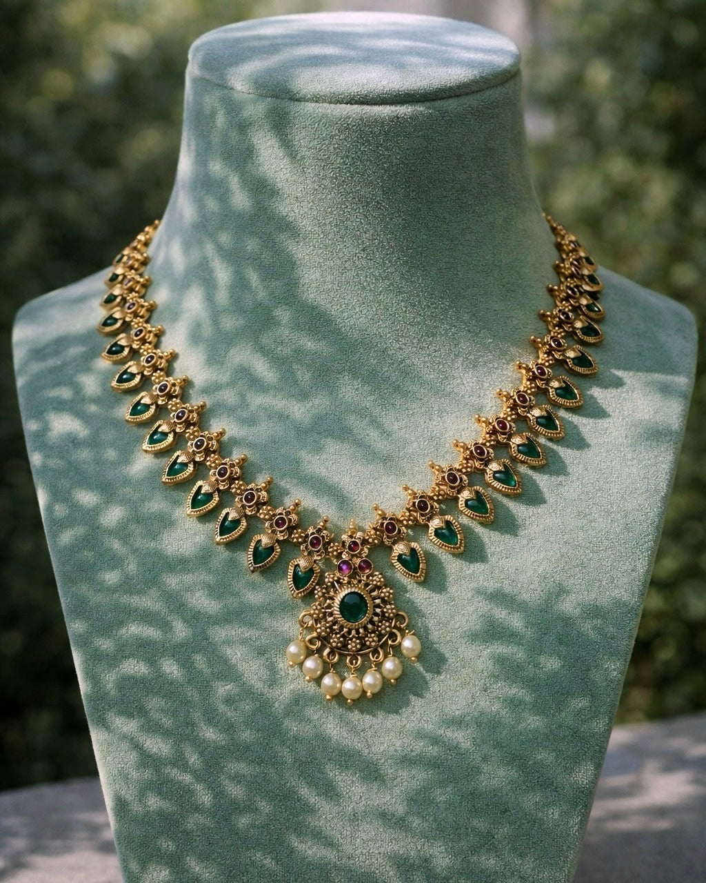 Paccha Palakka Haaram | Antique Heritage Inspired Necklace Set | The Vishu Collective'26