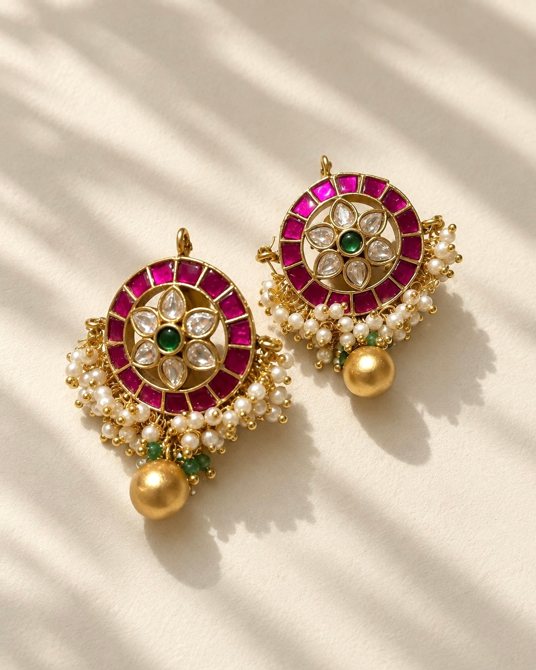 Mayura Jadau Hasli | Antique Gold-Plated Designer Set | Rani Pink