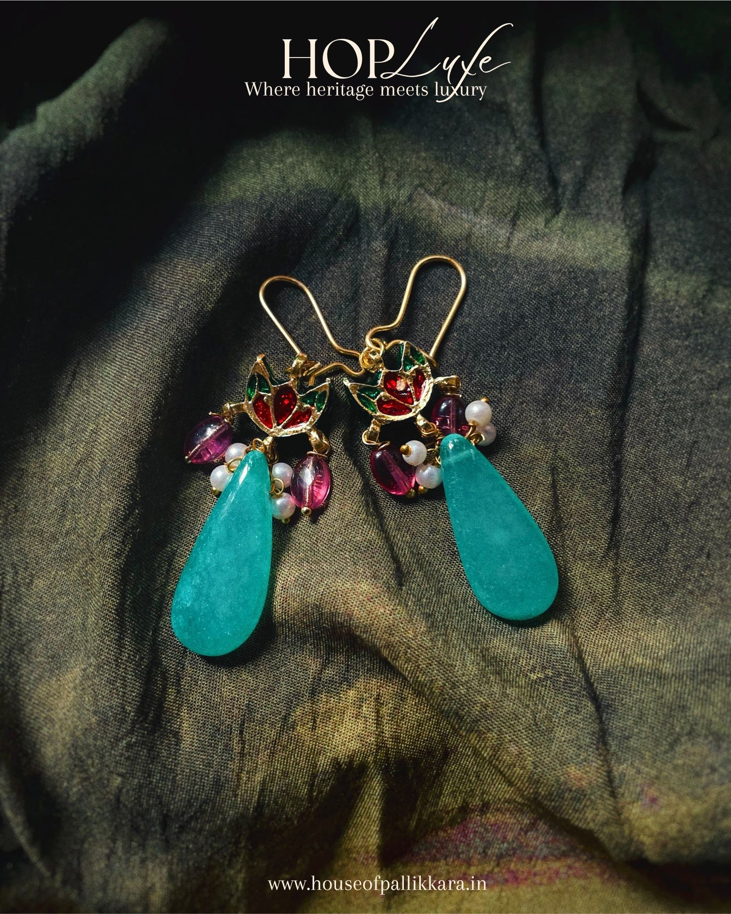 Sage Lotus Bud Drops | Natural & Semi Precious Stone Series | HOP Luxe