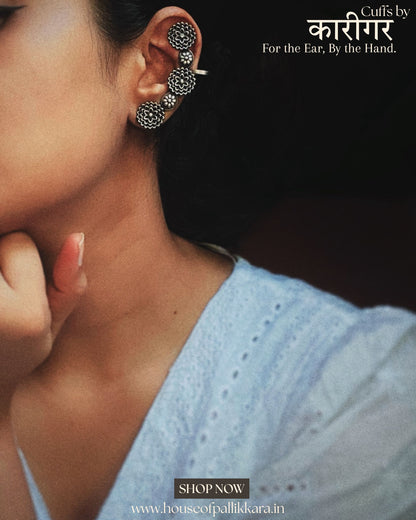Phool Jaal | Contemporay Ear cuffs by the कारीगर | Silver Plated