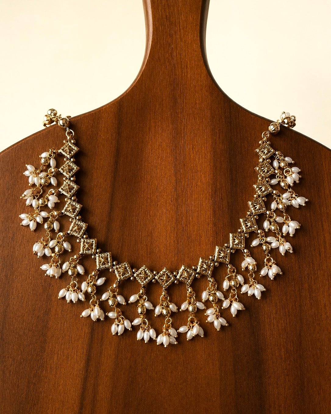 Vajra Rice Pearl Drops | Antique Necklace Set | Onam'26