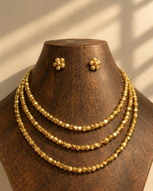 Ashtapailu Traya | Gold-Plated Three-layered Heritage Necklace Set
