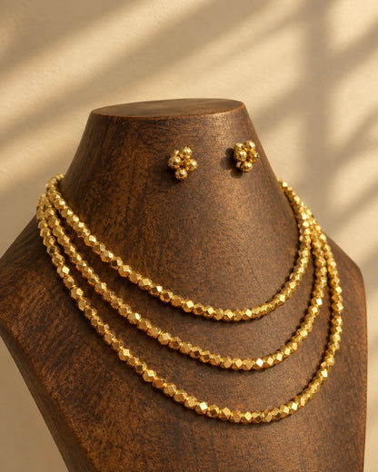 Ashtapailu Traya | Gold-Plated Three-layered Heritage Necklace Set