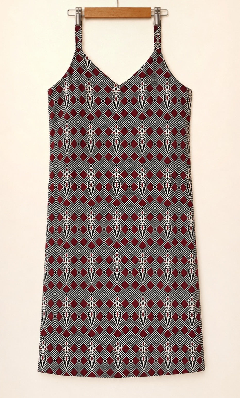 Pure Ajrakh Cotton Strap-Sleeve Kurta | Burgundy x Black | Medium | Womenswear