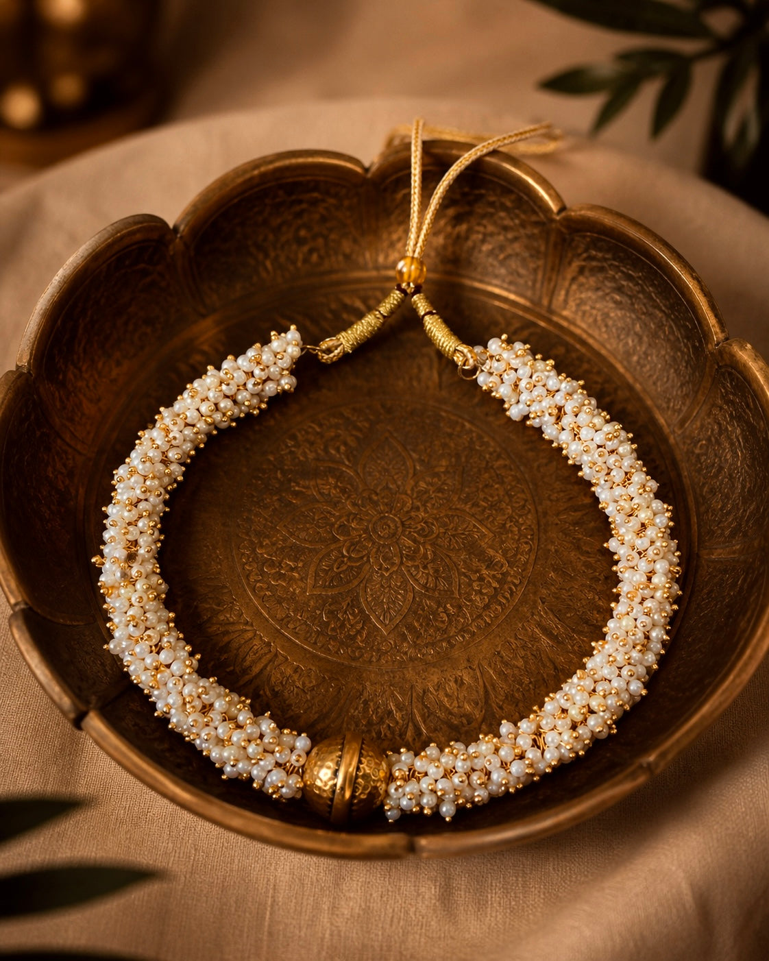 Cluster Pearl x Golden Orb | Contemporary Handcrafted Choker