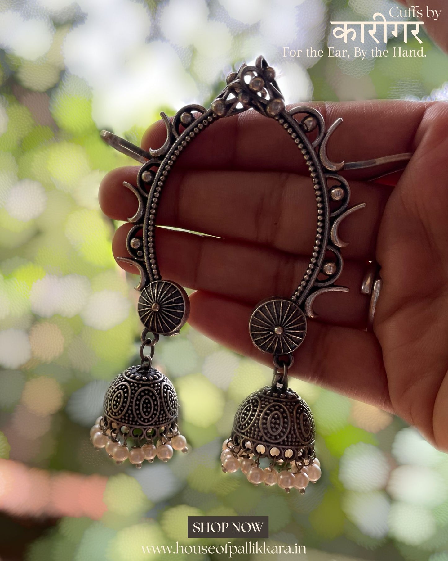 Keyura | Contemporay Ear cuffs by the कारीगर | Silver Plated