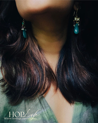 Sage Lotus Bud Drops | Natural & Semi Precious Stone Series | HOP Luxe