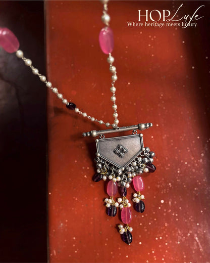 Sunset at Pichola | Contemporary-Style Statement Haaram | Natural & Semi Precious Stone Series | HOP Luxe