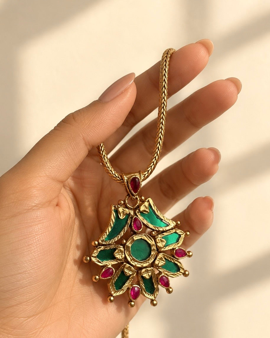 Naga Rajam | Heritage Gold-Plated Chain & Pendant