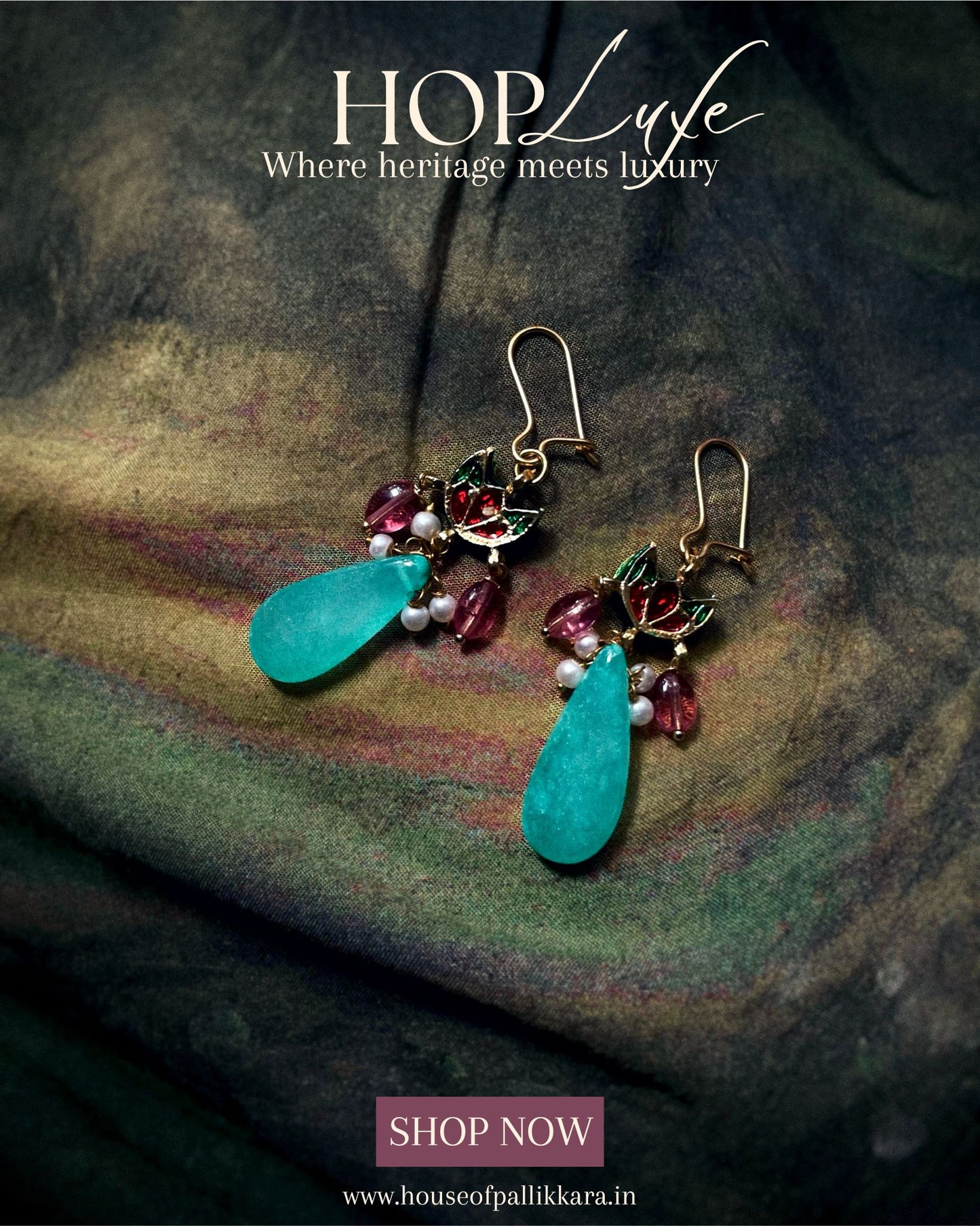 Sage Lotus Bud Drops | Natural & Semi Precious Stone Series | HOP Luxe