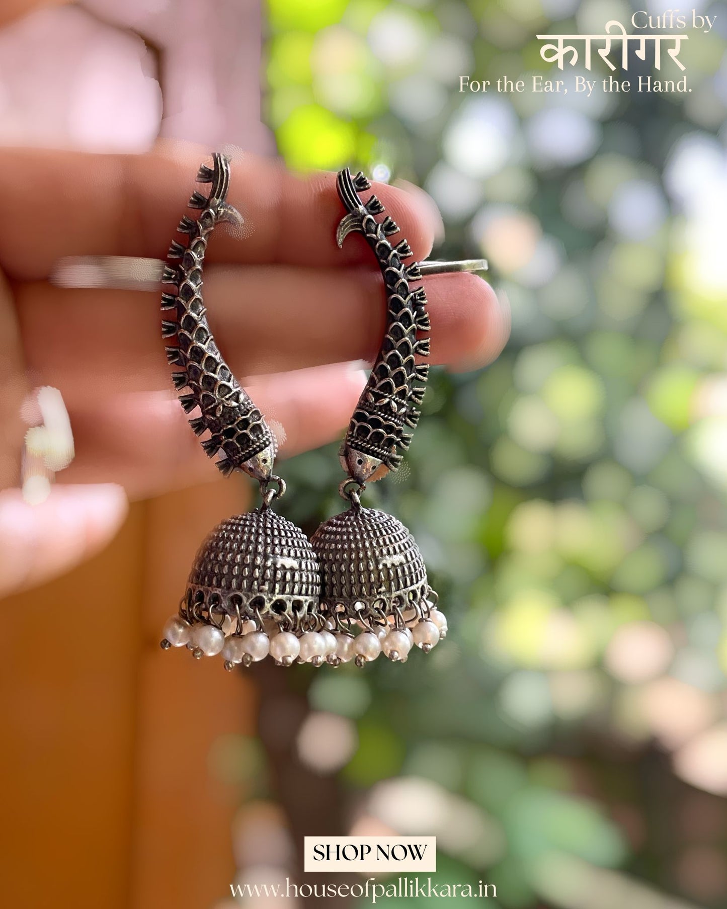 Macchli | Contemporay Ear cuffs by the कारीगर | Silver Plated