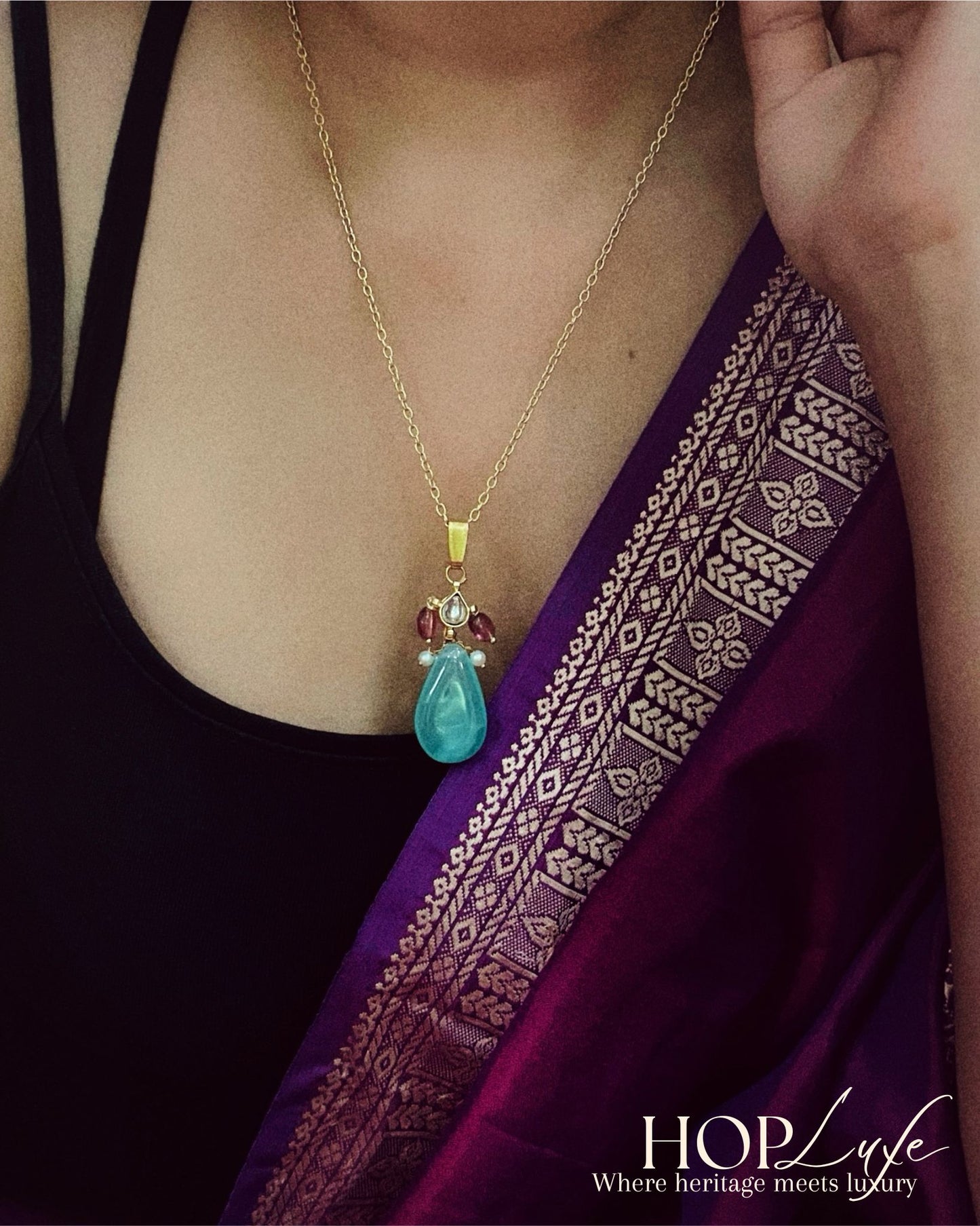 Seafoam Drops | Pendant & Chain | Natural & Semi Precious Stone Series | HOP Luxe