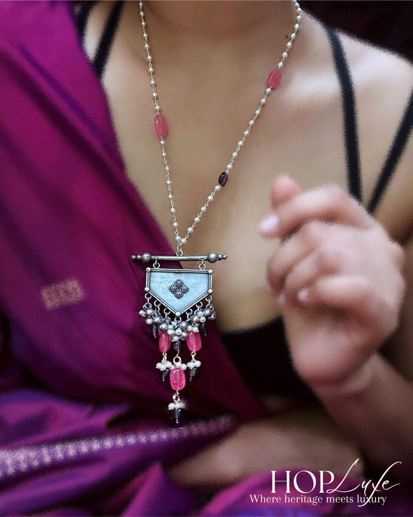 Sunset at Pichola | Contemporary-Style Statement Haaram | Natural & Semi Precious Stone Series | HOP Luxe