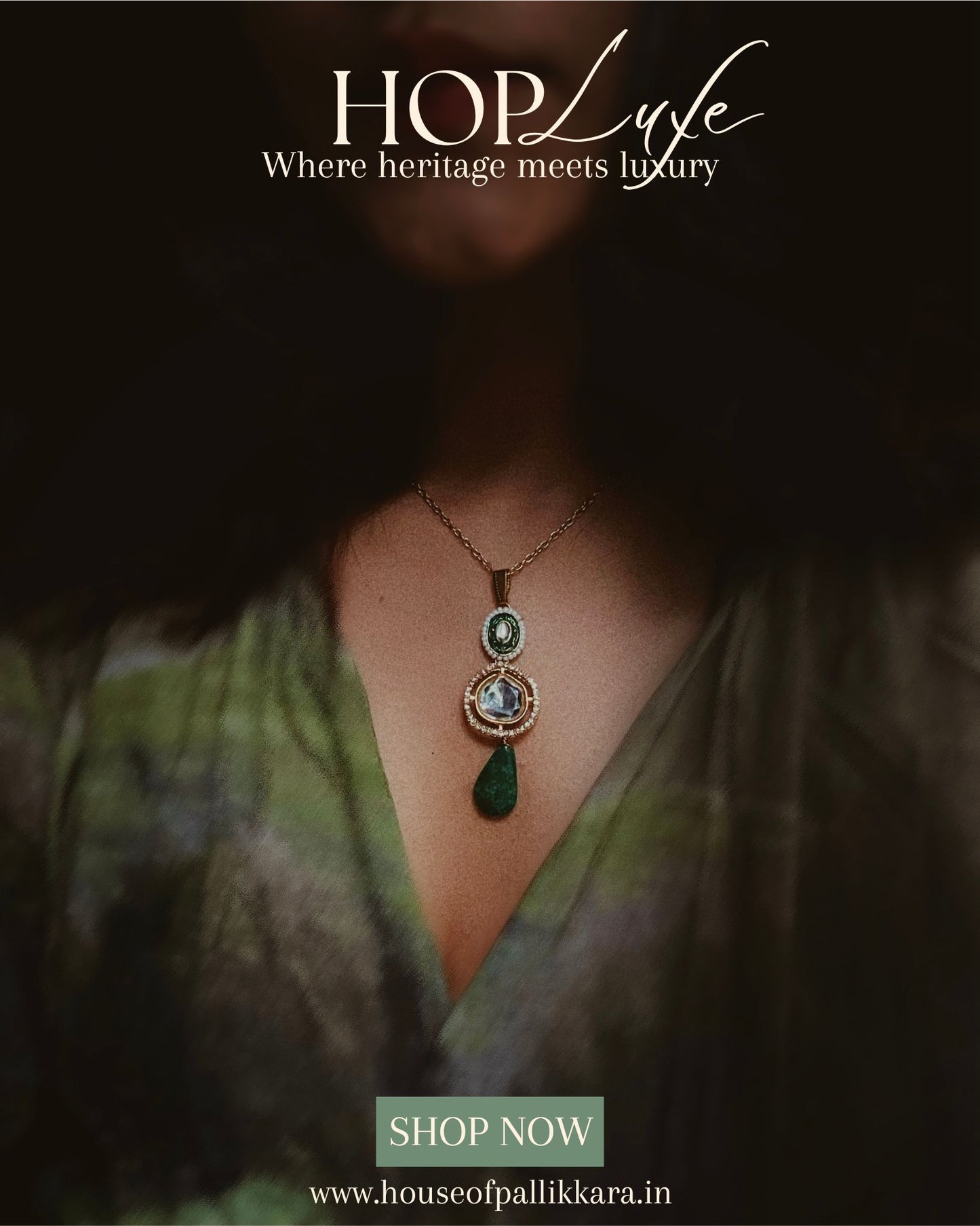 Jade of Indra | Pendant & Chain | Natural & Semi Precious Stone Series | HOP Luxe