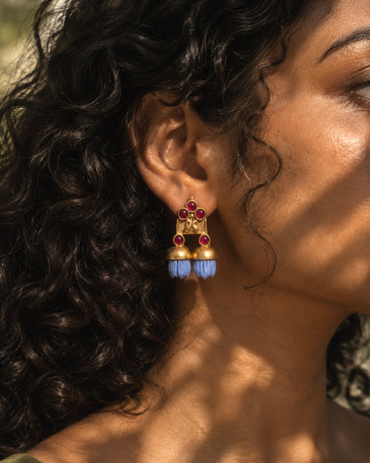Neelakurinji Mottu | Vintage Brass Hand Carved Resin Studs