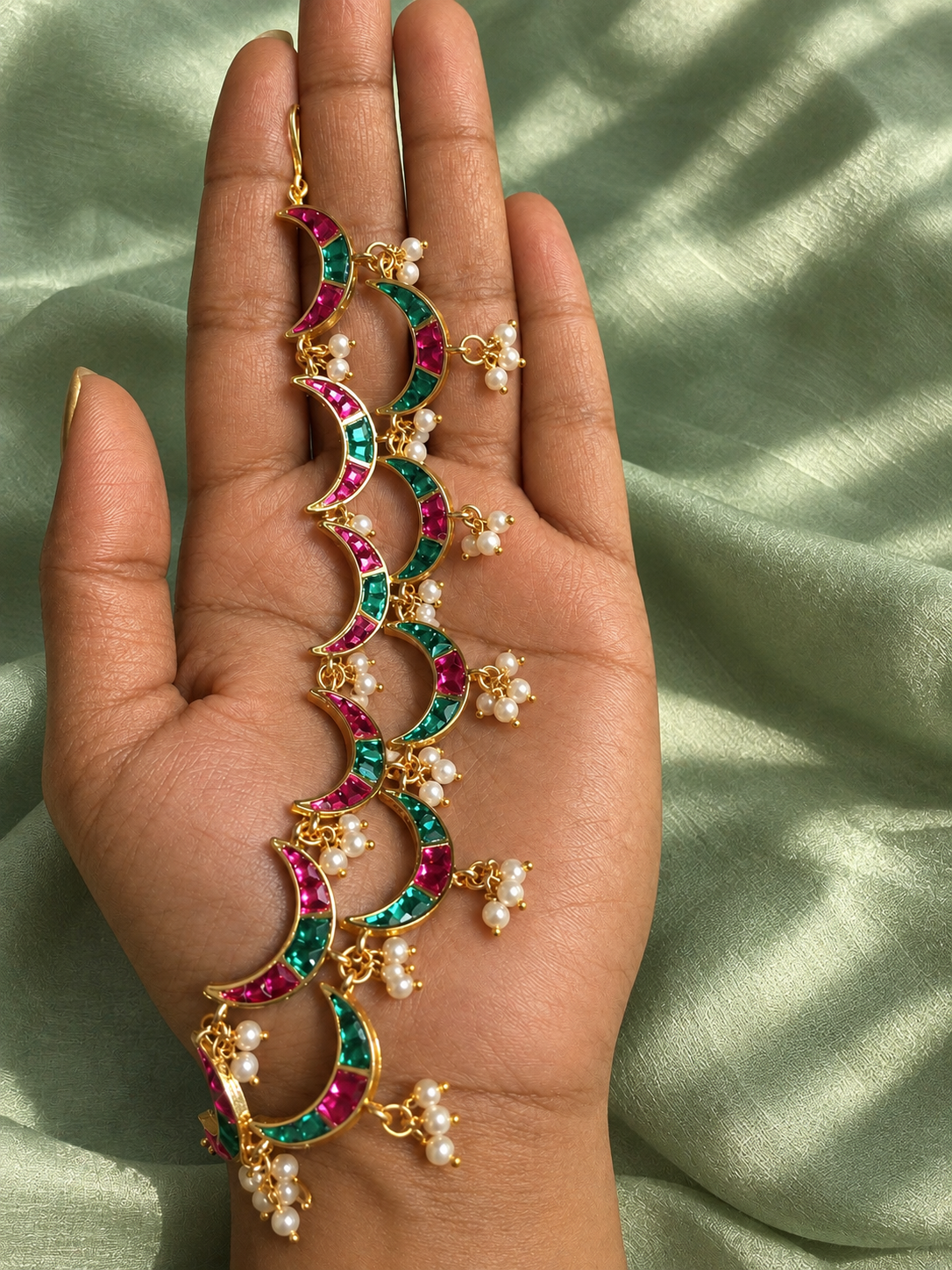 Jewels of the Night | Kundan & Pearl Statement Anklet | Single Piece