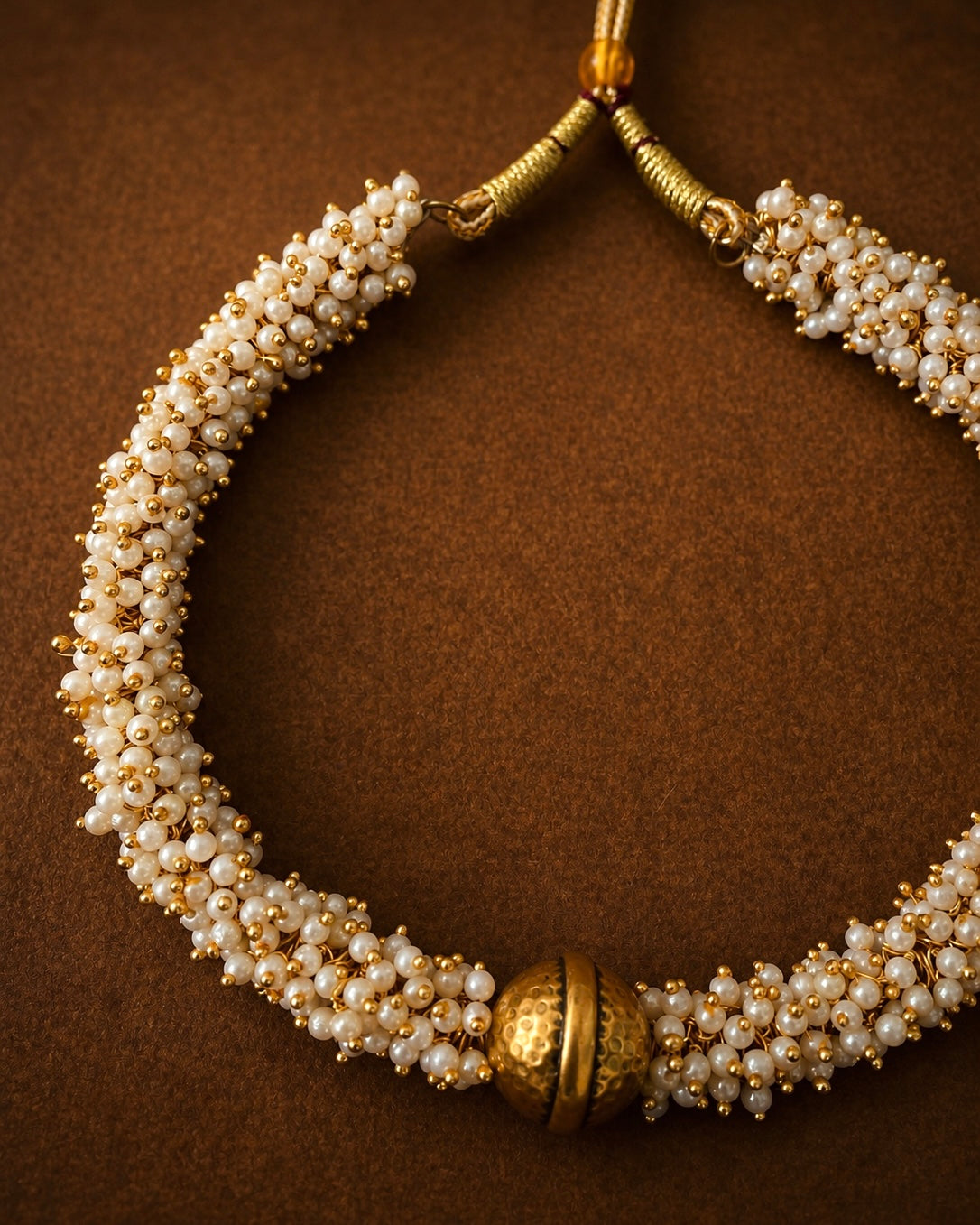 Cluster Pearl x Golden Orb | Contemporary Handcrafted Choker