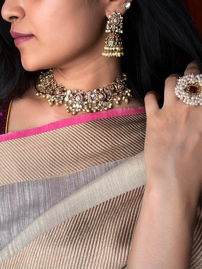 Thamara Valli | Antique Matte Gold Choker Set with Kemp & Kundan Stones| Onam’26