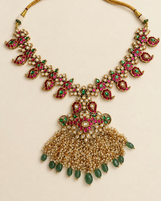 Queen of Jadau| Kundan Designer Bridal Necklace Set with Gold Plating
