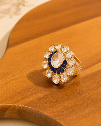Jalakam | Antique Gold-Plated Kundan Finger Ring
