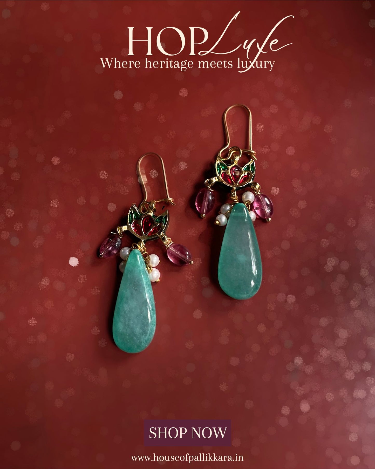 Sage Lotus Bud Drops | Natural & Semi Precious Stone Series | HOP Luxe