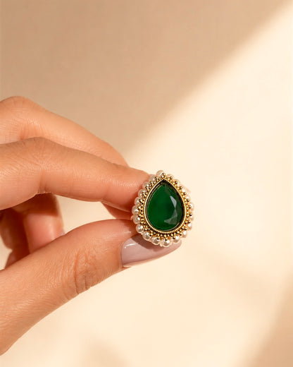 Pearled Teardrop | Antique Finger Ring