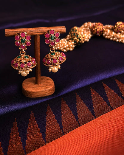 Neelambari | Cluster Pearl Antique Necklace Set | Onam'26