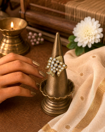 Suvarna Meen | Antique Adjustable Statement Finger Ring