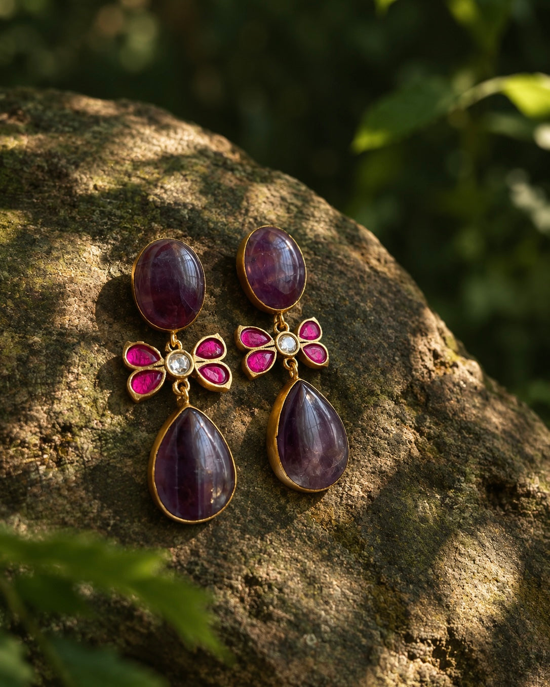 Night in Jaisalmer | Natural-Stone Designer Necklace Set with Carat Plating