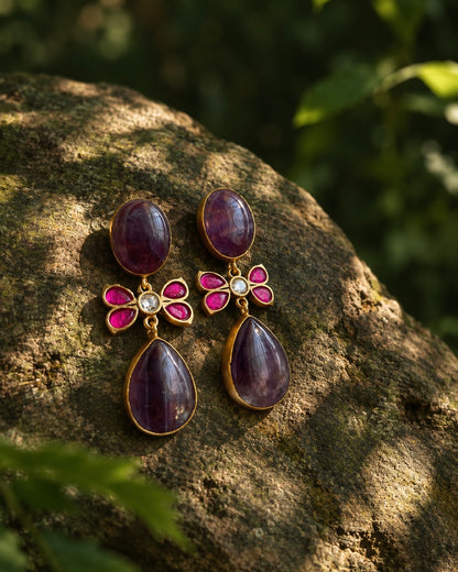Night in Jaisalmer | Natural-Stone Designer Necklace Set with Carat Plating