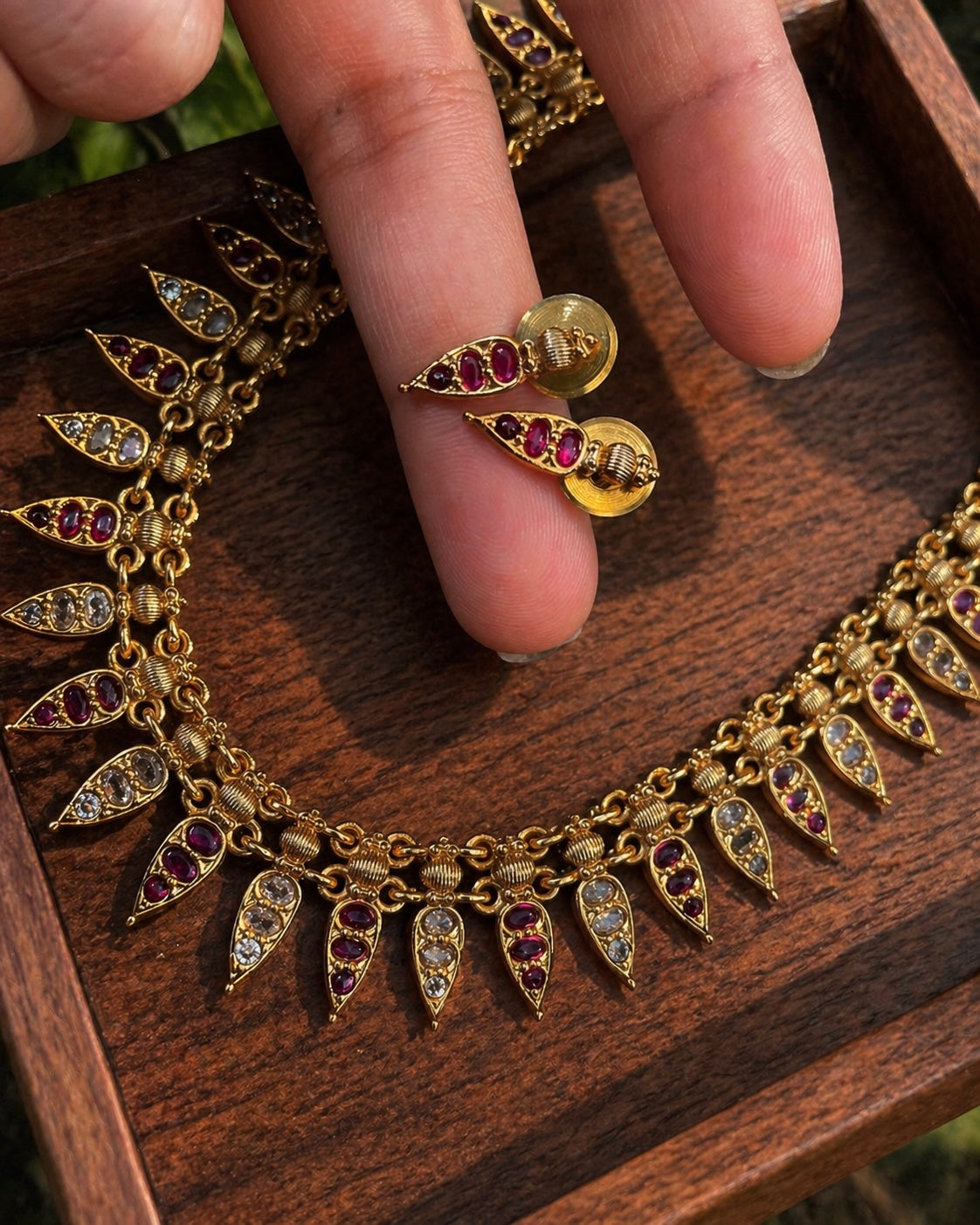 Mukkallu Thali Maala | Antique Heritage Inspired Gold-Plated Choker Set