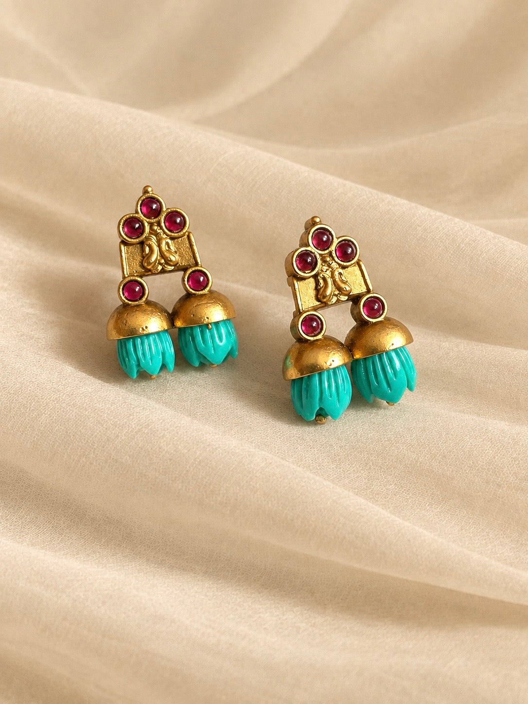 Maragatha Mottu | Vintage Brass Hand Carved Resin Studs
