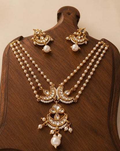 Ardha Chandra Haar | Kundan & Pearl Choker Set | Onam'26