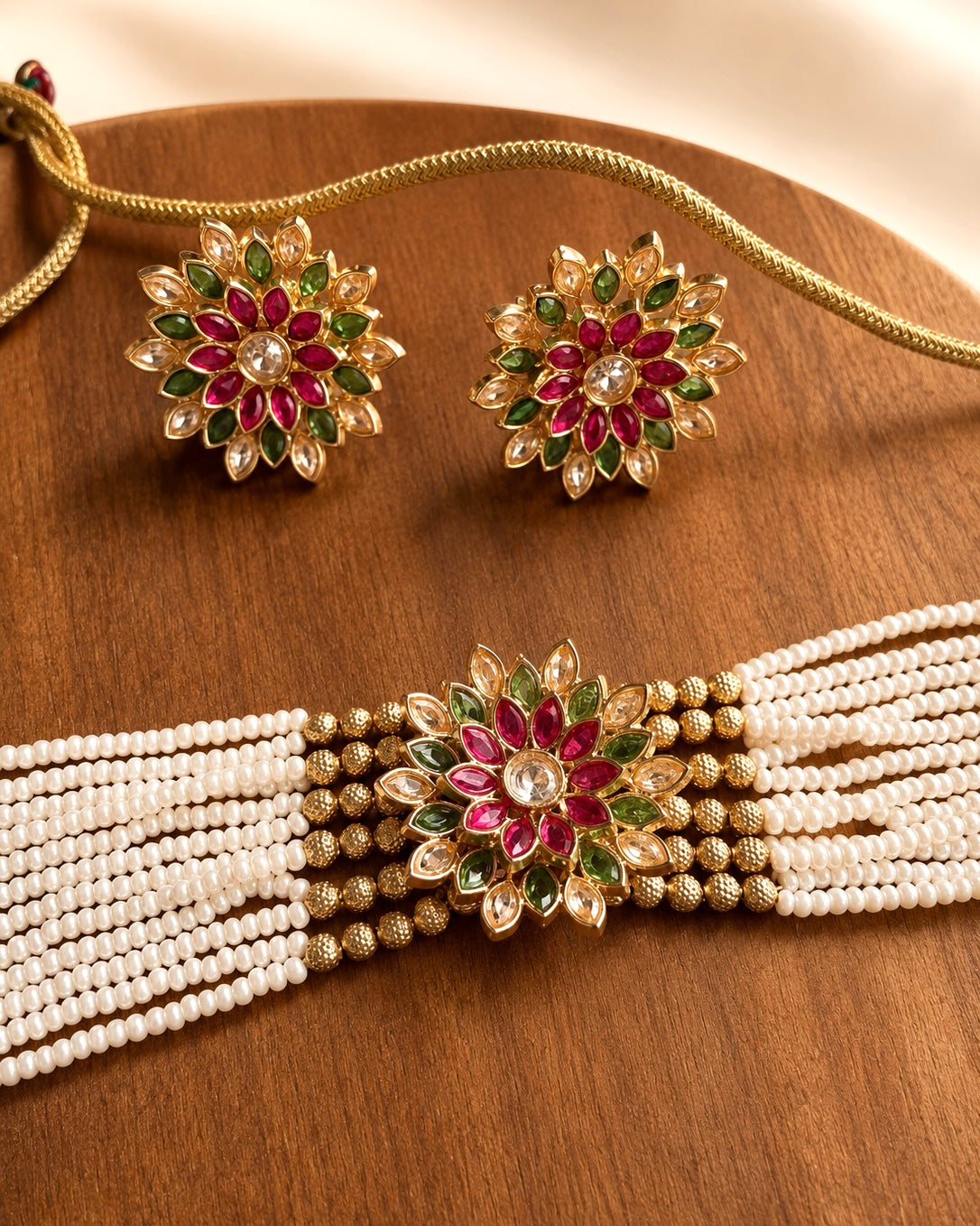 The Maharani Bloom | Kundan & Pearl Choker Set | Onam'26