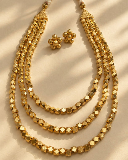 Ashtapailu Traya | Gold-Plated Three-layered Heritage Necklace Set