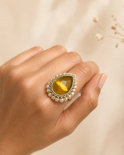 Pearled Teardrop | Antique Finger Ring