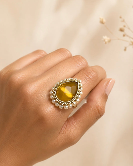 Pearled Teardrop | Antique Finger Ring