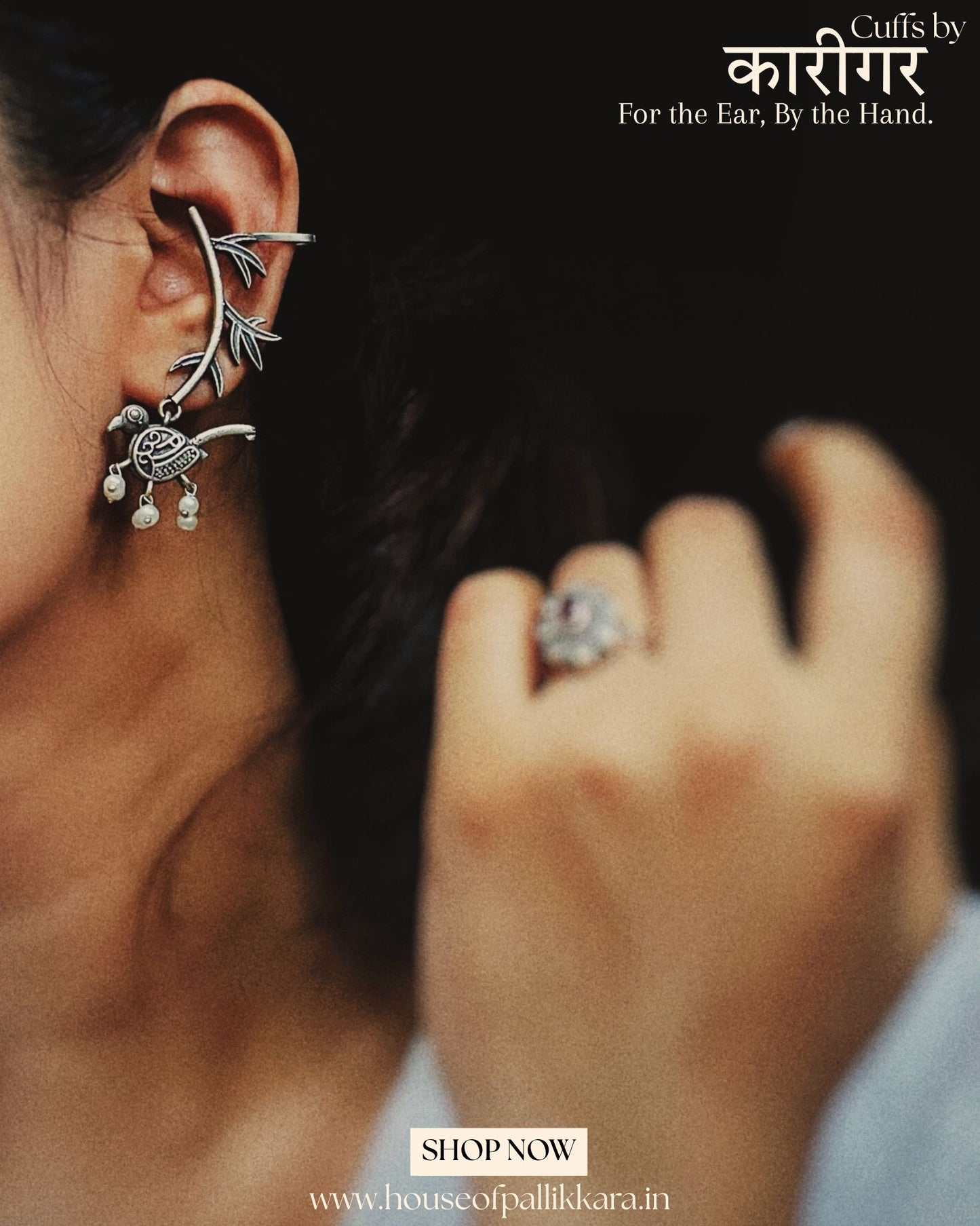 Koel | Contemporay Ear cuffs by the कारीगर | Silver Plated