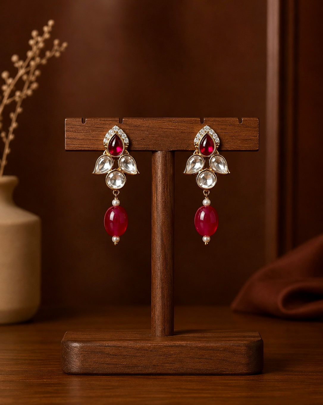Antique Kundan Gold-Plated Studs | Onam'26 Edit