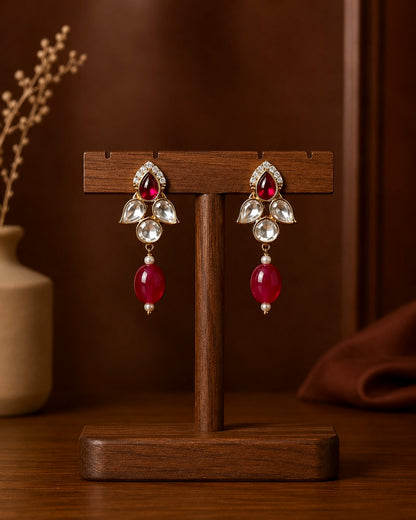 Antique Kundan Gold-Plated Studs | Onam'26 Edit