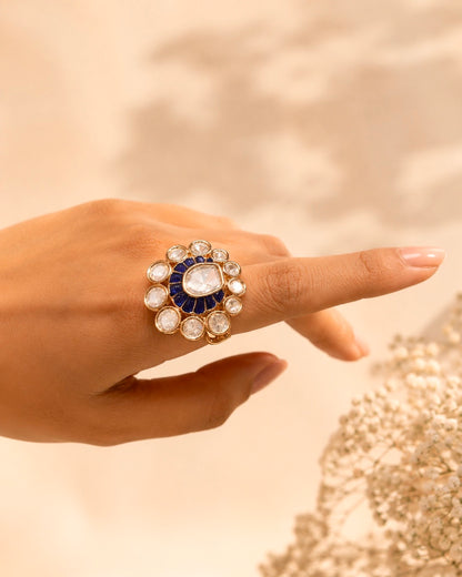 Jalakam | Antique Gold-Plated Kundan Finger Ring
