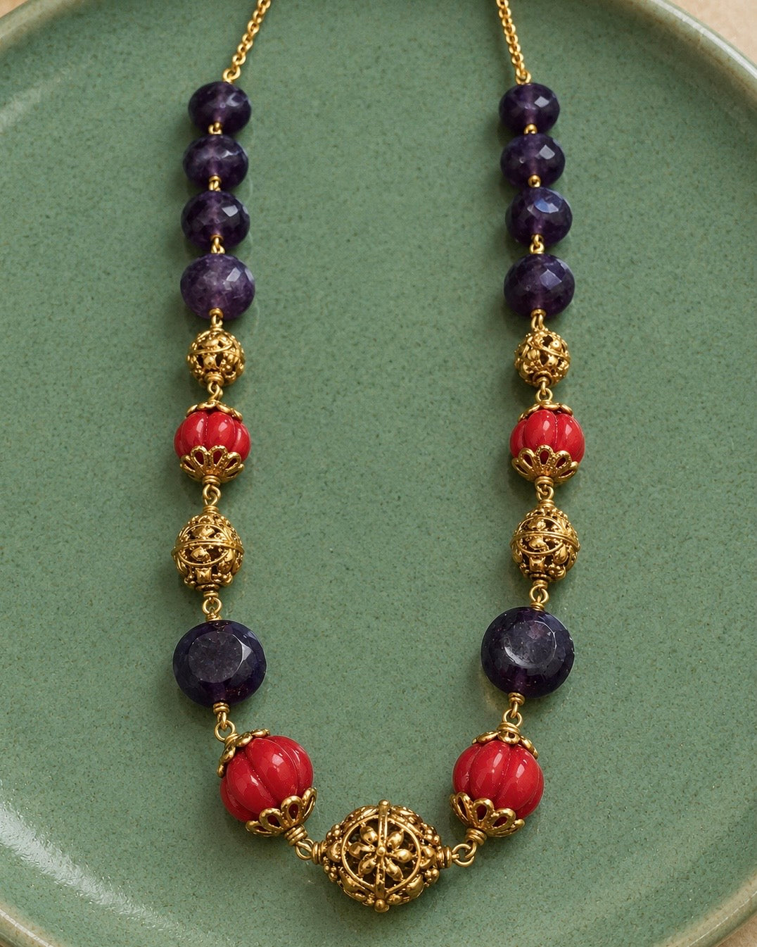 Plum & Persimmon | Vintage Beaded Necklace |The Beaded Affair