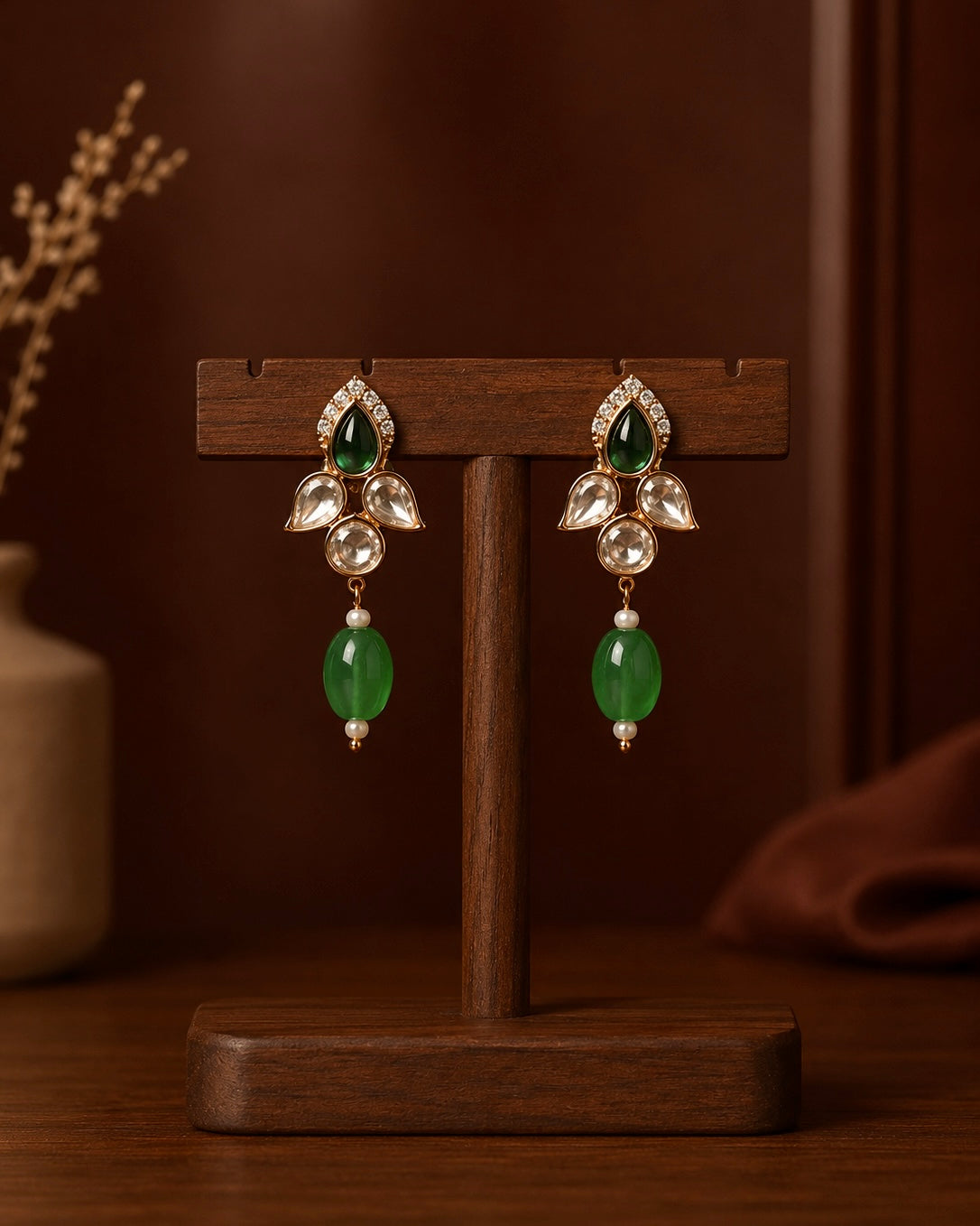 Antique Kundan Gold-Plated Studs | Onam'26 Edit