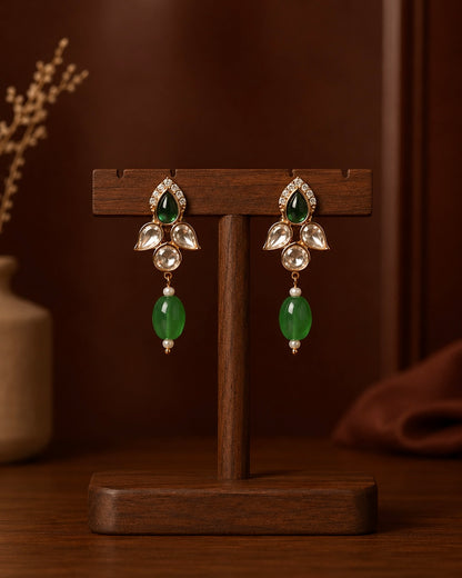 Antique Kundan Gold-Plated Studs | Onam'26 Edit