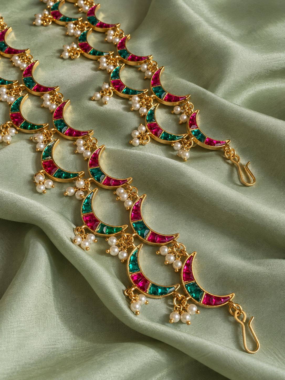 Jewels of the Night | Kundan & Pearl Statement Anklet | Single Piece